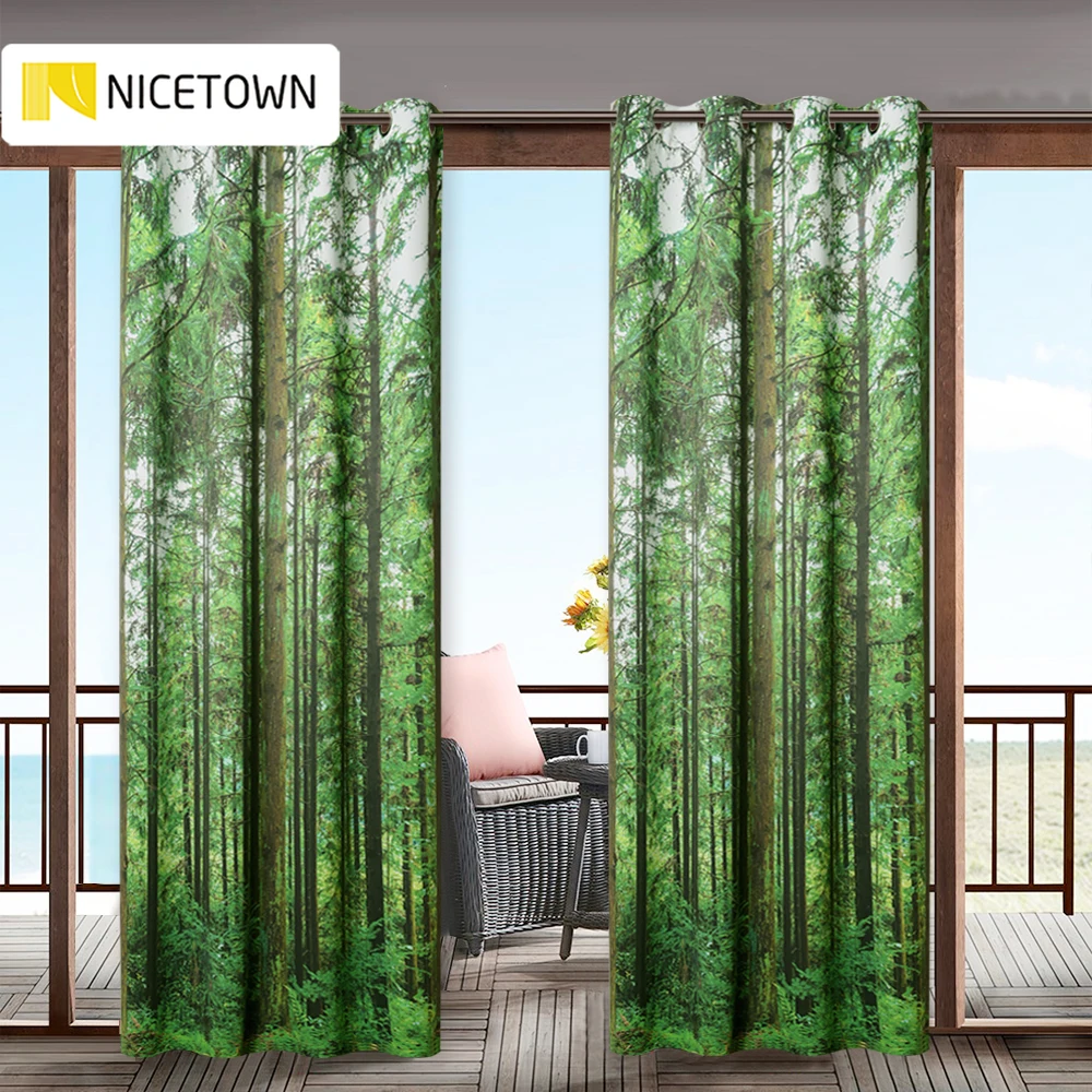 

Outdoor Waterproof Curtain Sunscreen Heat Insulation Eye Protection Forest Green Simple Living Room Bedroom Pavilion Balcony