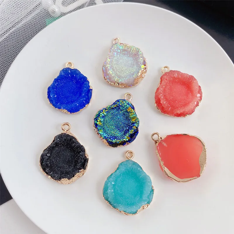 

30pcs/lot color Imitation ore resin geometry irregular water drop shape floating locket charms diy jewelry earring accessory