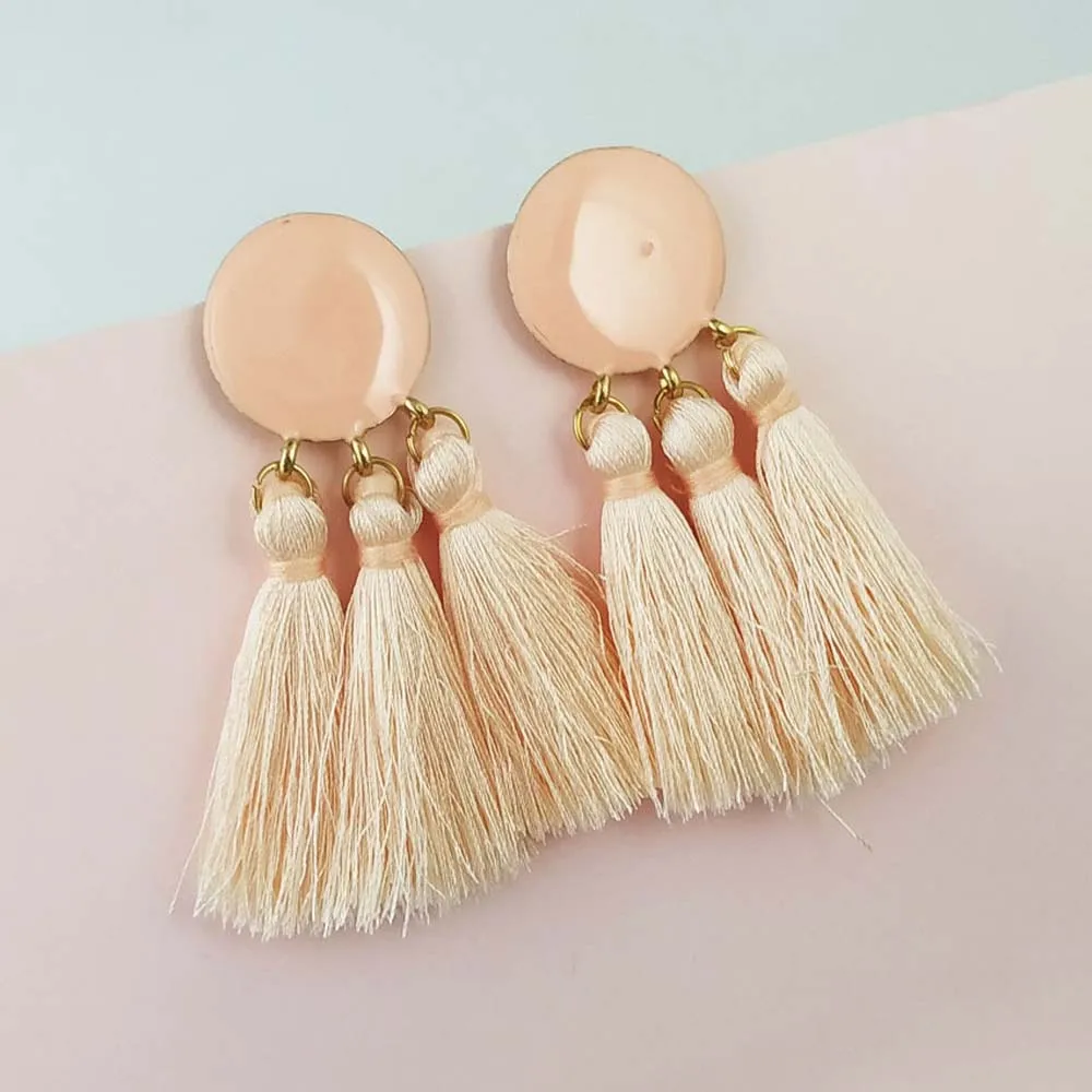 Богемные массивные Серьги-кисточки золотистый цвет Круглый Висячие серьги для