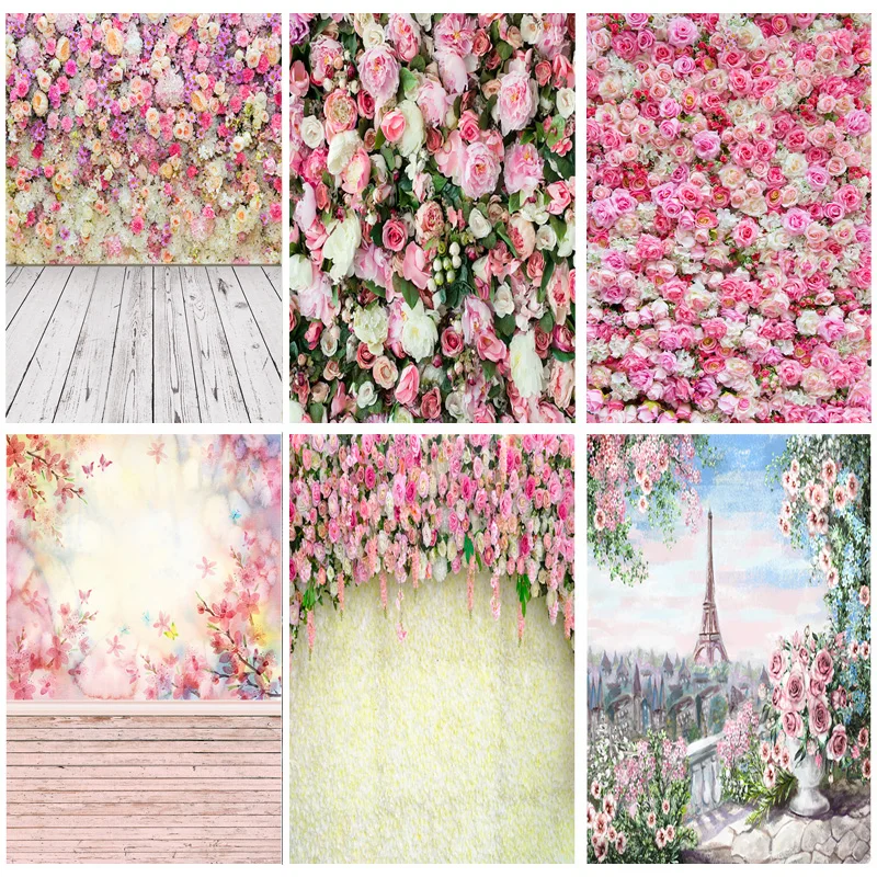 

SHENGYONGBAO Art Fabric Photography Backdrops Prop Flower Wall Wood Floor Wedding Theme Photo Studio Background 1911 CXZM-17