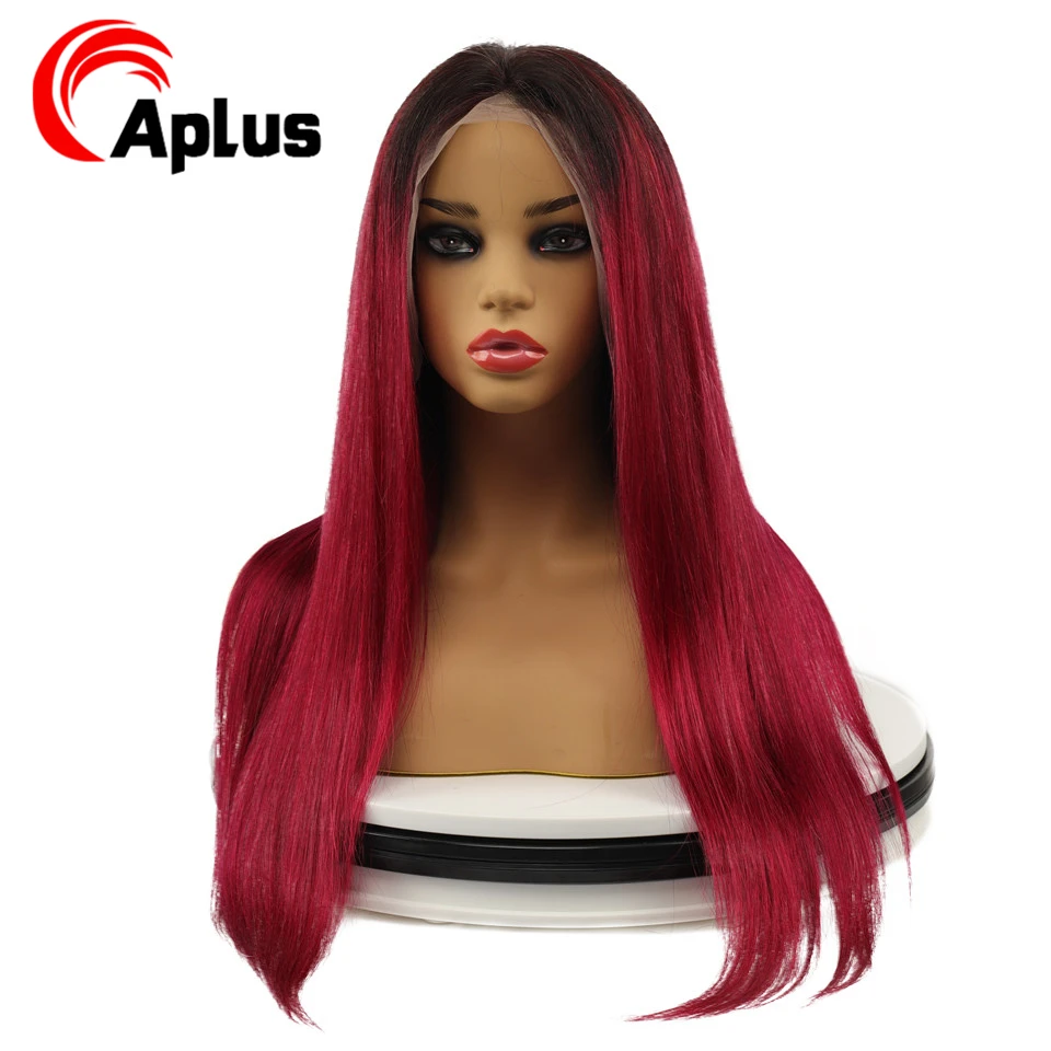 Темно бордовый предварительно вырезанные 13x4 Синтетические волосы на кружеве