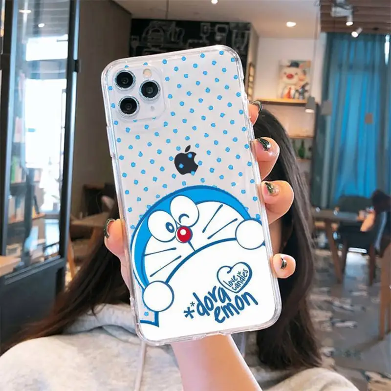 

Doraemon Cartoon robot cat anime Phone Case Transparent for iPhone 6 7 8 11 12 s mini pro X XS XR MAX Plus se cover funda shell
