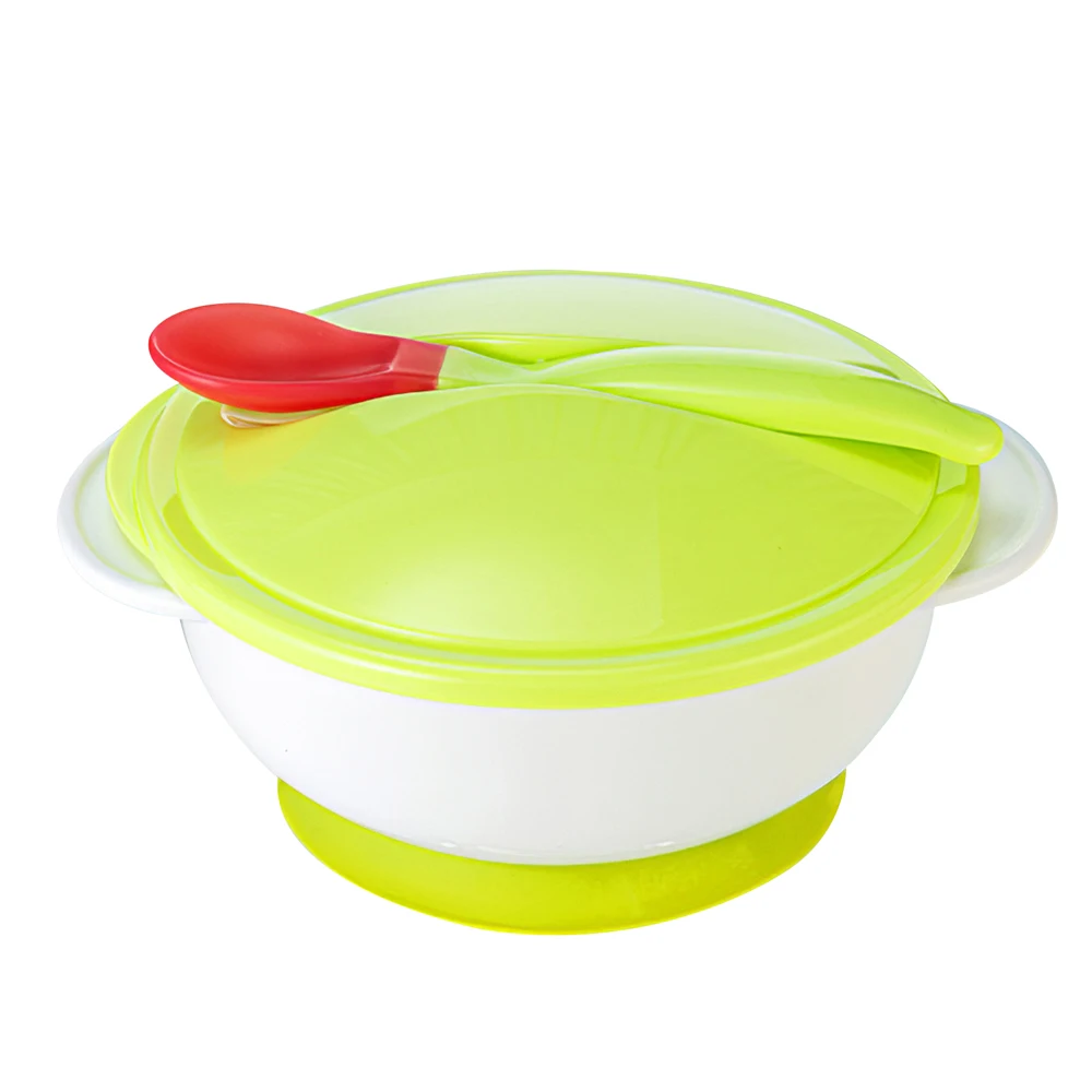 

Portable Slip-Resistant Dinnerware Set Feeding Suction Cup Bowl Sucker Bowl Temperature Sensing Spoon For Infants Home Nursery