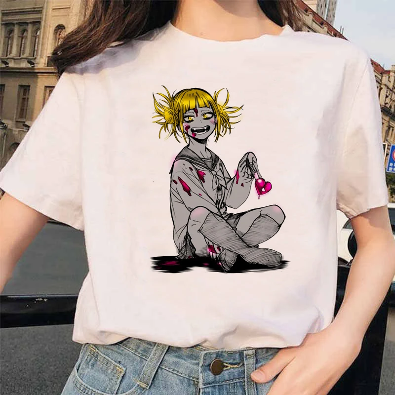 Японский аниме Ahegao футболка Женская Harajuku Boku No Hero Academy футболка Senpai смешная футболка Himiko Toga футболки женские - Цвет: 3072