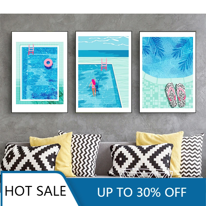 Скандинавская Современная свежая летняя картина на стену бассейна