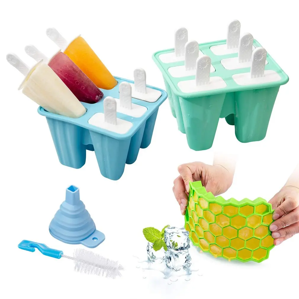 

6-cell Creative Silicone Ice Tray Ice Maker Reusable Popsicle Mold BPA Free Homemade DIY Ice Cream Mold