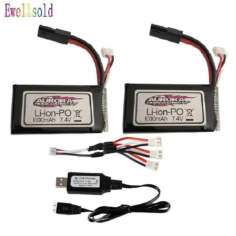 Синий Ewellsold 7,4 v 1000mAh сменная батарейка/USB зарядное устройство для Xinlehong 9130 9136 9137 Высокоскоростной RC грузовик Радиоуправляемая машина XLH 9130 - Цвет: Синий