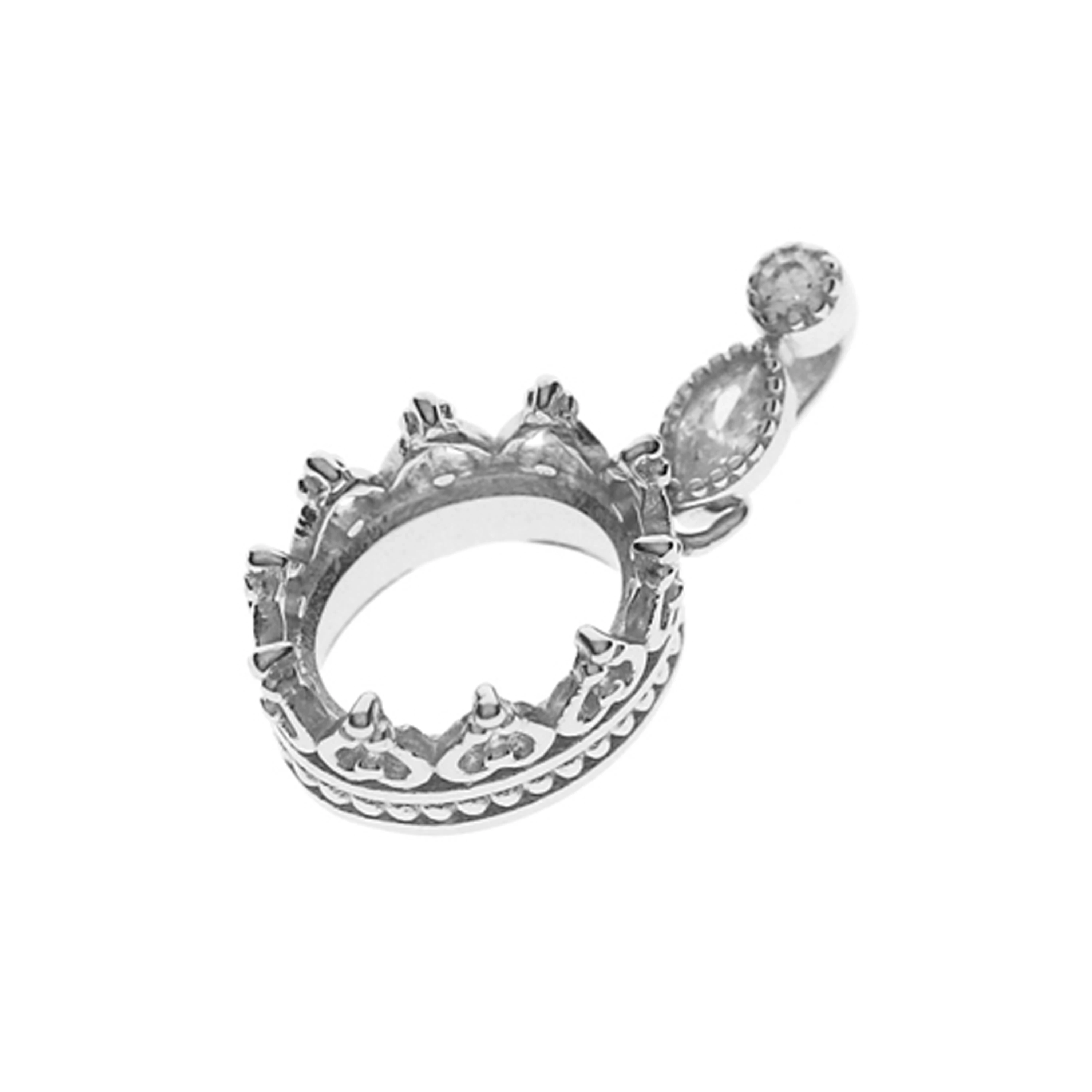 Silver 8x10 мм, овальная корона, ободок, настройки, с фианитами, камень под замком, твердая 925 пробы, серебро, сделай сам, подвеска, шарм, поднос, 1421092 - Цвет: Silver