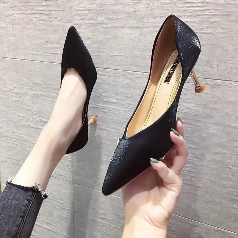 

Женские туфли-лодочки на высоком каблуке, черные или зеленые свадебные туфли-лодочки с металлическим ремешком сбоку, обувь для офиса, 2021