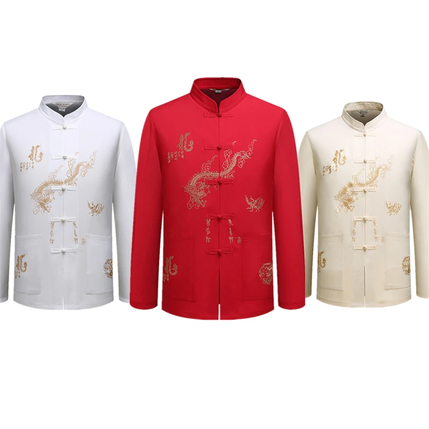 Женская традиционная китайская одежда мужской костюм с длинным рукавом и