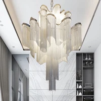 modern creative led pendant light luxury tassel chain pendant light castle villa living dining room hotel indoor lighting luster