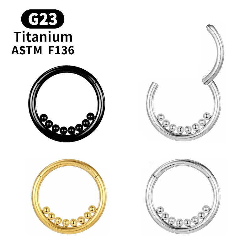 

G23 Titanium Black Nose Ring Hinged Segment Septum Clicker Daith Helix Earring Stud Labret Ear Tragus Cartilage Piercing Jewelry