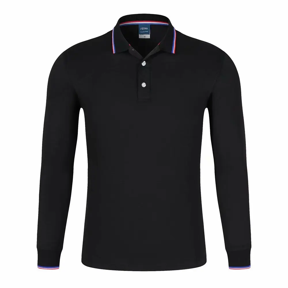 Дизайнерская Классическая рубашка поло с длинным рукавом и отложным