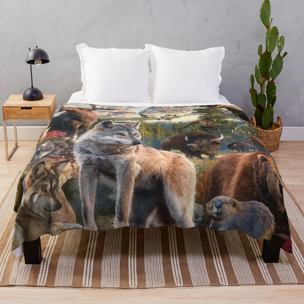 

American Animals Blanket Quilt Bedding for Girls Children Adult Gift Bedroom Decor Size Variety for Styles.