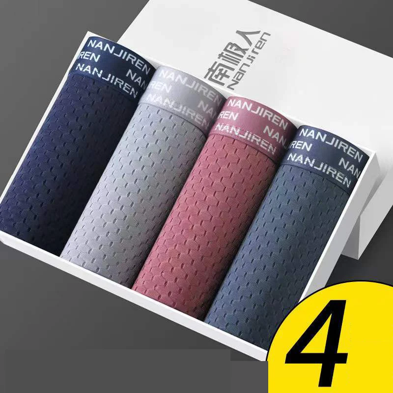 4Pcs/Lot Underpants Men's Underwear Male Boxer Shorts Ice Silk Mesh Modal Breathable Shorts Head Home Sexy Solid Ventilation