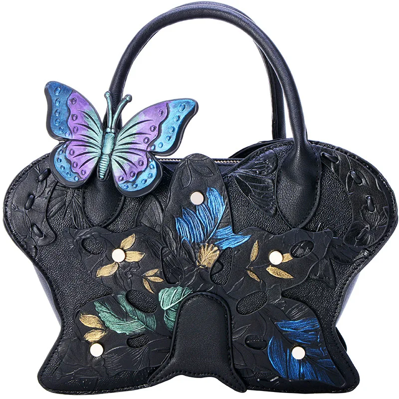 

2020 New Women's Handbag Fashion Colorful Butterfly Single Shoulder Bag National Style Stereotyping Slant Cross Bag Female