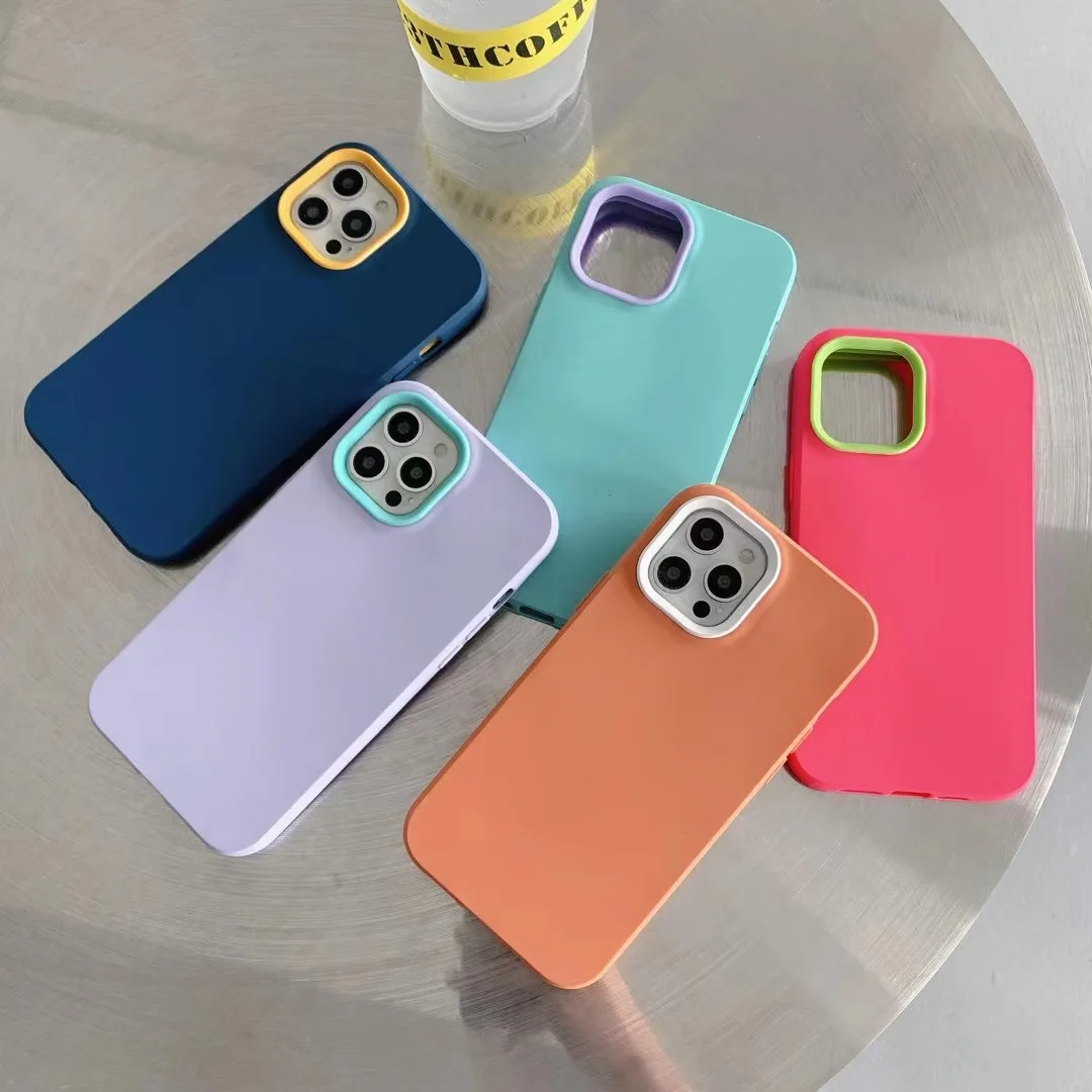

Three In One Skin-friendly Liquid Phone Case for Iphone 11 12 Pro 12Promax Solid Color Liquid Case for Iphone Xr XsMax 7p 8p