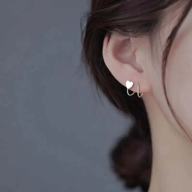 

xiaoboACC S925 Sterling Silver Piercing Stud Earrings 2021 trend Korean Fashion Heart Spring Earrings for Women Free Shipping