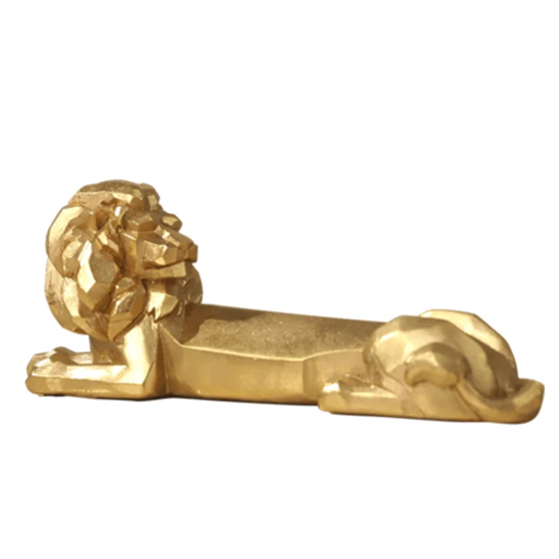 

HighPoint Creative Geometry Abstraction Golden Lion Resin Statue Fashion Simulation Rhino Office Desktop Decor X5049