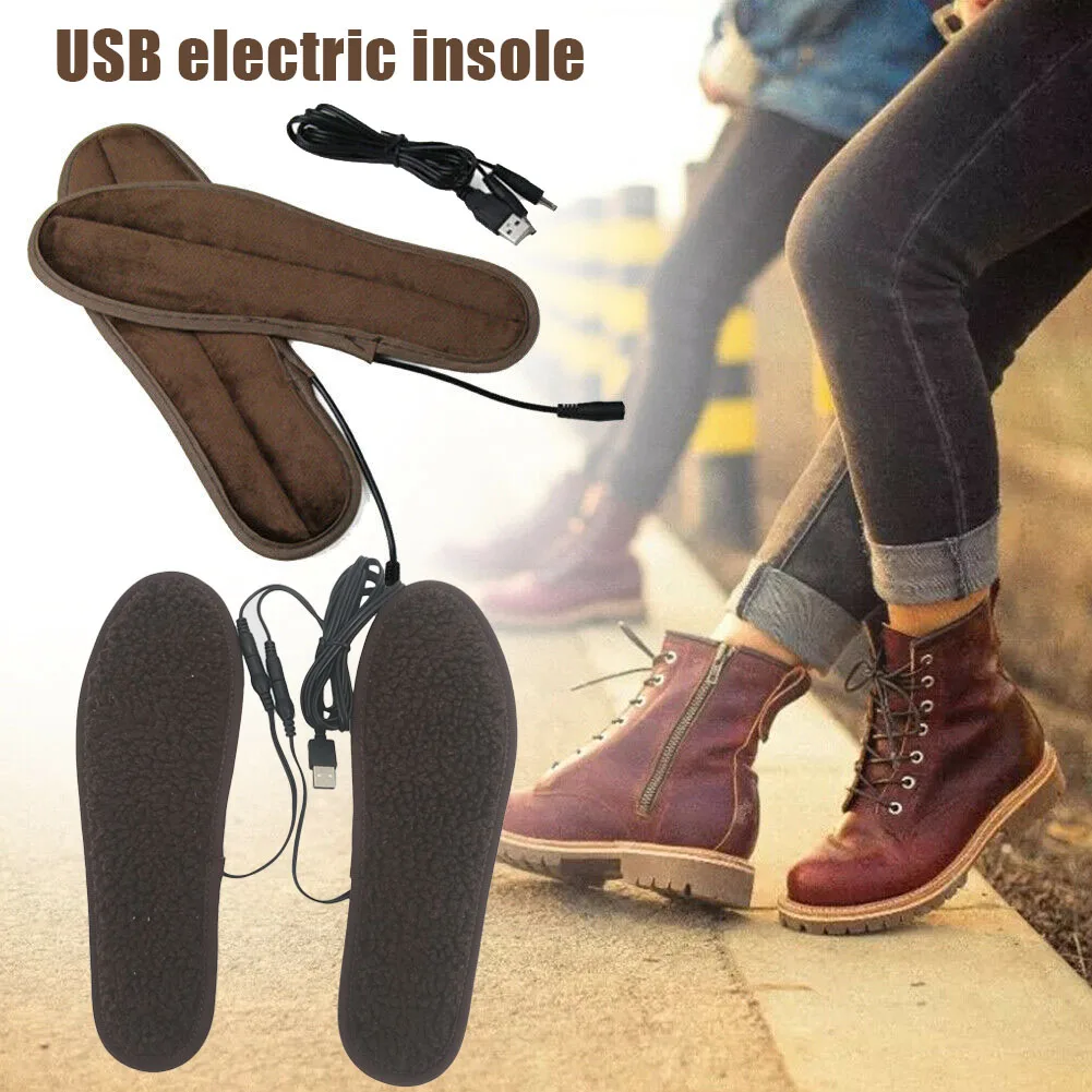 Xqmg-plantillas calefactoras con USB para el hogar, calentadores eléctricos para pies, calzado de invierno, calentador de botas