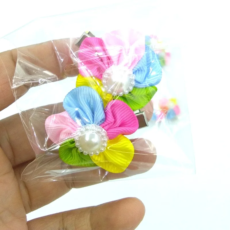 10 Pcs Small Dog Cat Bows Hair Grooming Puppy Accessories Flower Design For Pets Dog Hair Clips Yorkshire Hair Bows Alloy Clips
