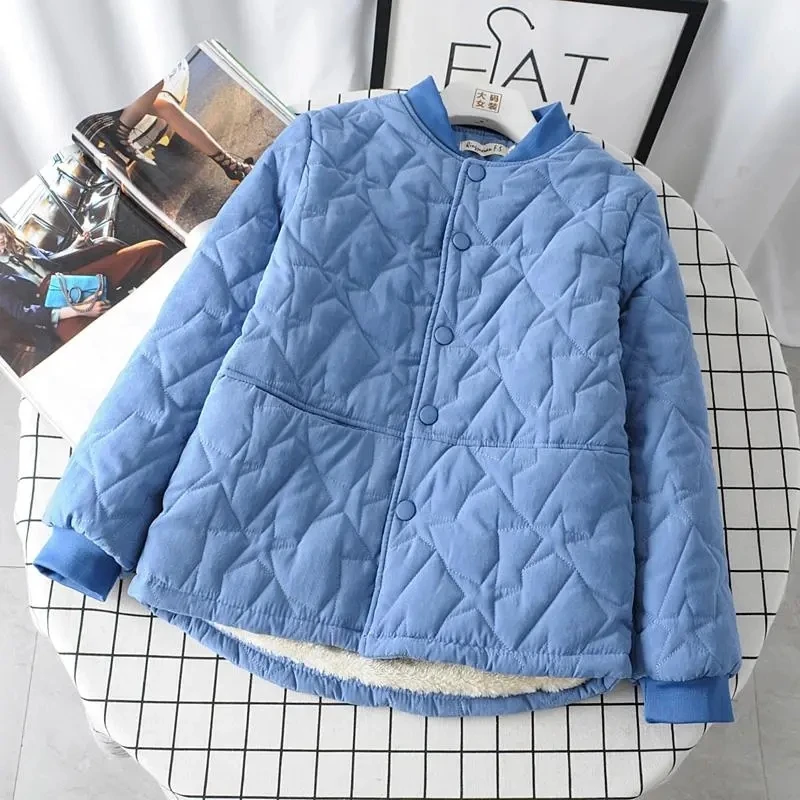 

Осенне-зимние женские хлопковые куртки из овечьей шерсти 2021 повседневная женская короткая теплая парка с Бейсбольным воротником Женская о...