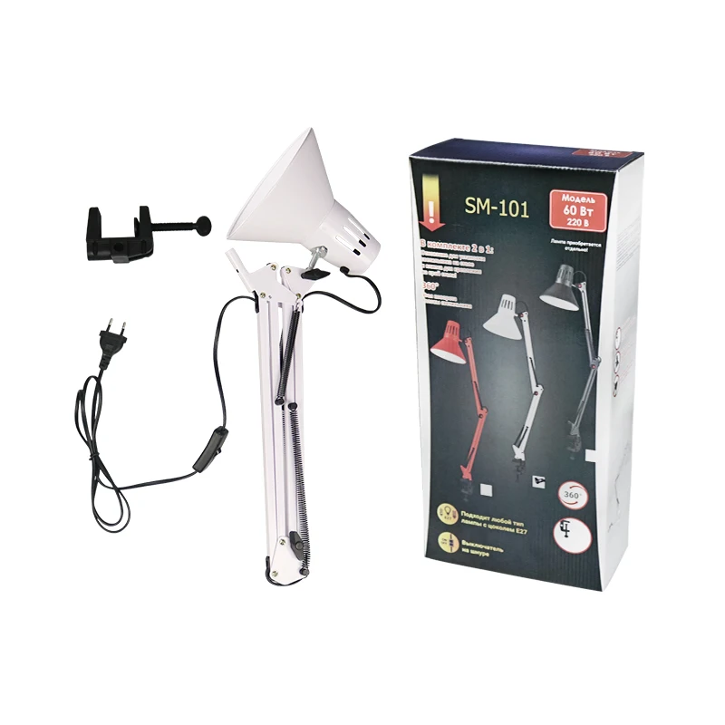 

Flexible long arm Led Desk Lamp Nail art E27 Led no Bulb Lamps Clip Light Adjustable Folding Desk Lamp for nail salon Equipment