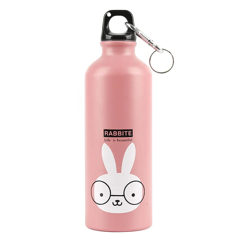 bunny 500 мл, Портативная Алюминиевая бутылка для воды с милыми животными, Спортивная, велосипедная, походная, велосипедная, школьная, для детей, бутылка для воды - Цвет: bunny