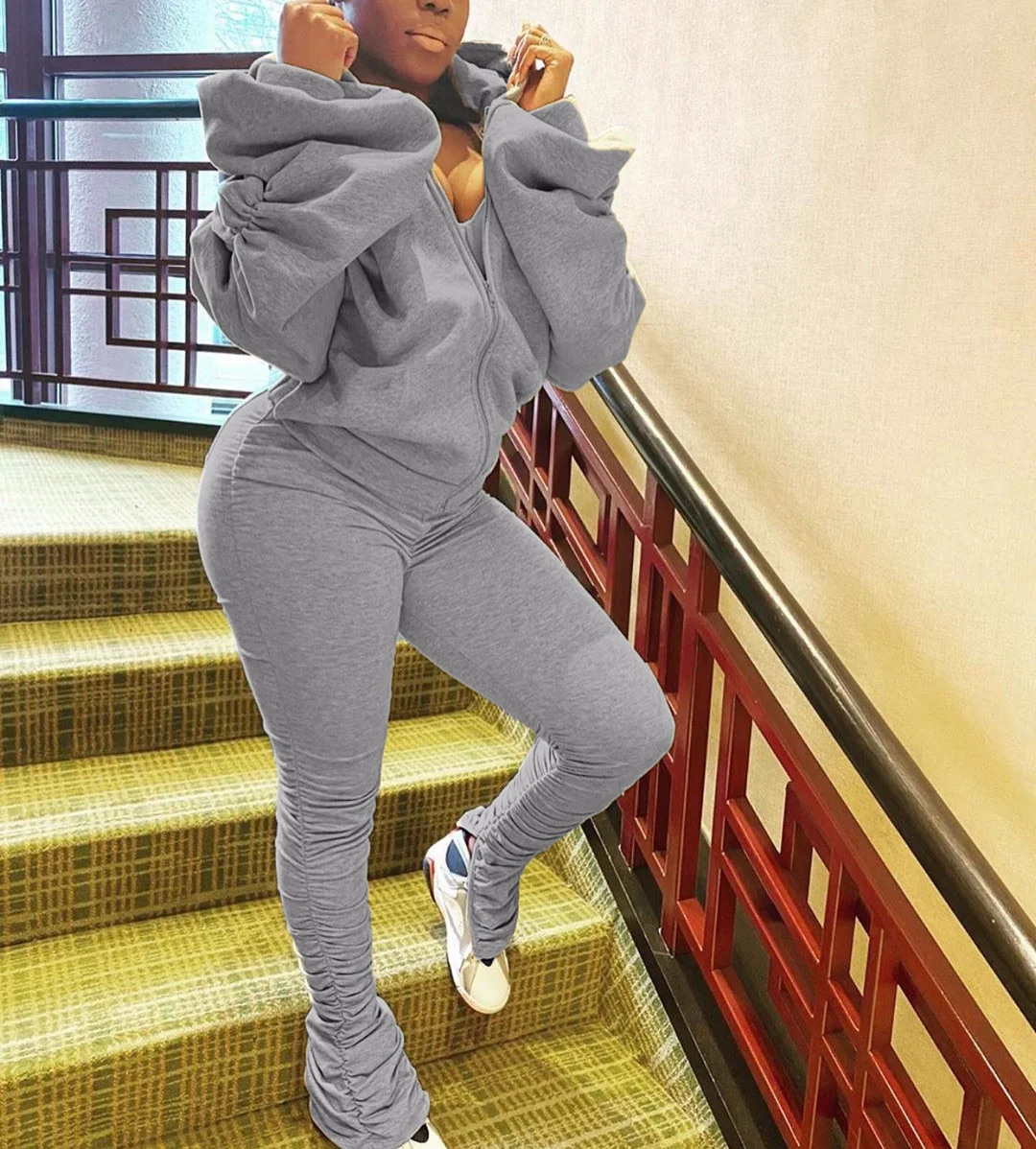 

Autumn Winter Two Piece Set Women Hoodie Sexy Backless Sweatshirt Top and Pants Tracksuit Sports Jogging Suit Female Sets