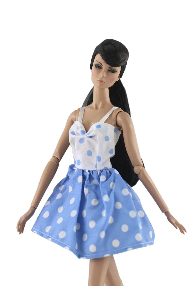 

2021 New Blue Dots Dress Outfit Suit Sets for Barbie BJD FR SD Doll Clothes Role Play Accessories Toys for Girl
