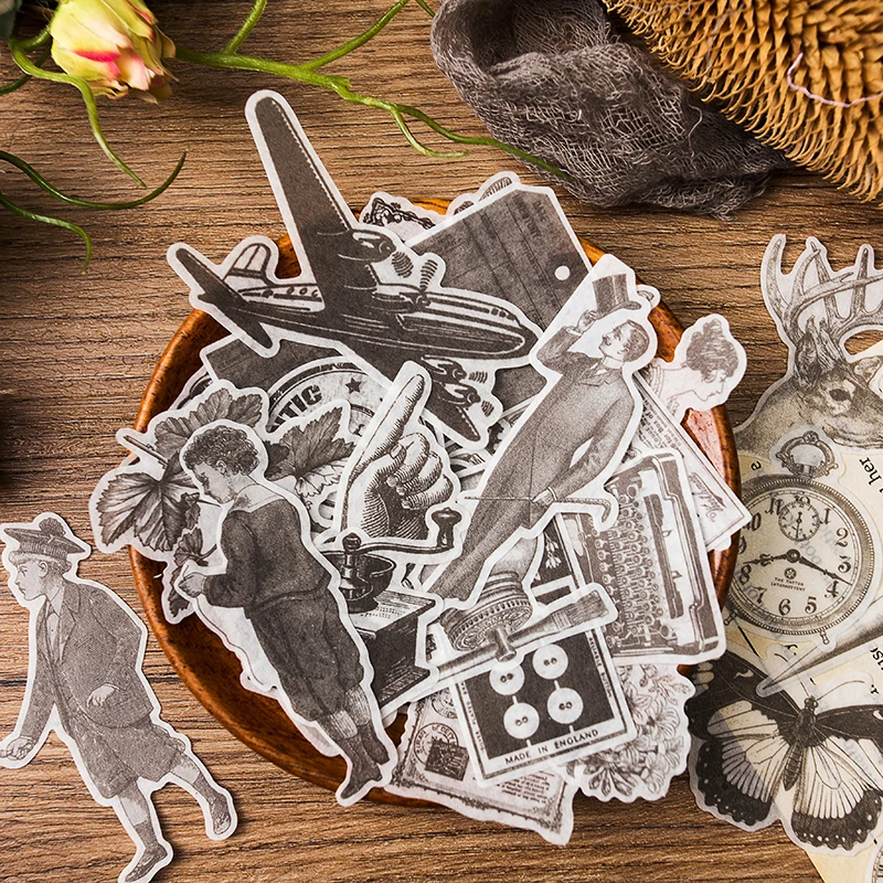 

50pcs 50pcs Creative Office Stationery Notebook Cute Labels Cell Phone Vintage Stickers Scrapbook Diary Accessories