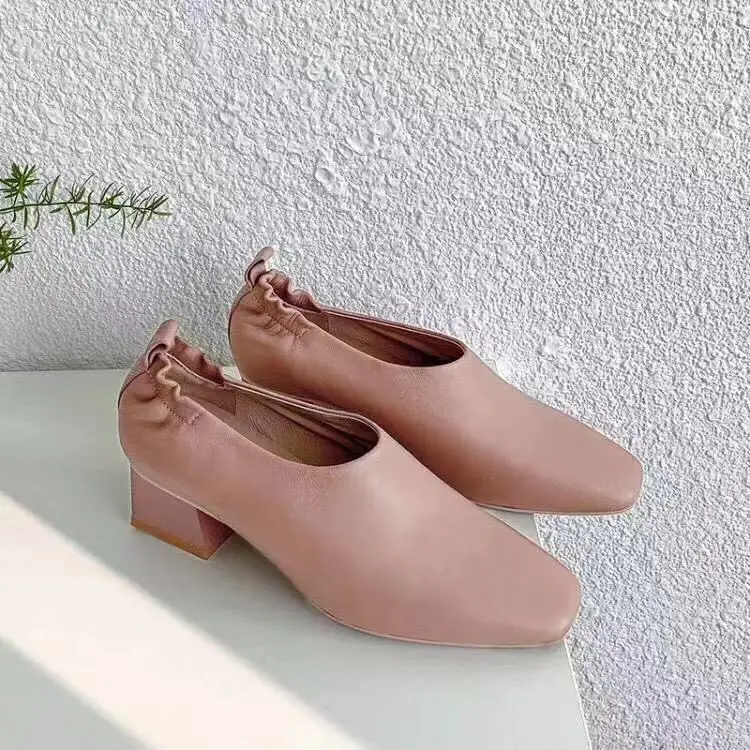 Женская обувь с верхом из коровьей кожи повседневная розового цвета на каблуке 5