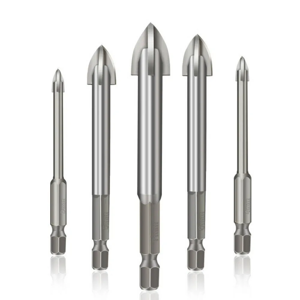 

5 Pcs Drilling Tool Multifunctional Cross Alloy Drill Bits 3/4/5/6/7mm Drill Bits Meatal Drill Woodworking Tools