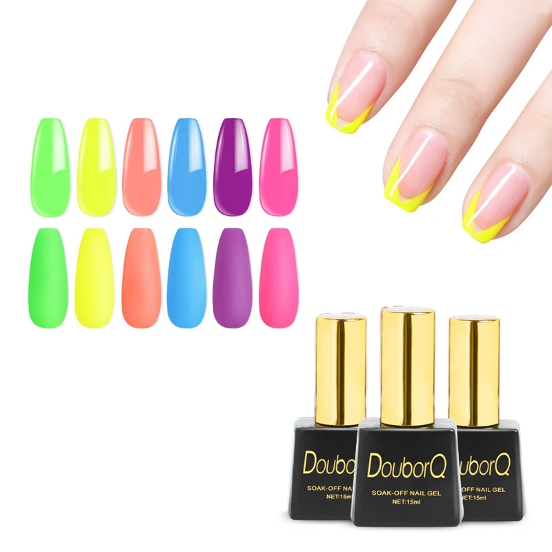 

DouborQ UV Gel Nail Polish Set Semi Permanent Glitter Color Gel Varnish Soak Off UV Led Gel Varnish DIY