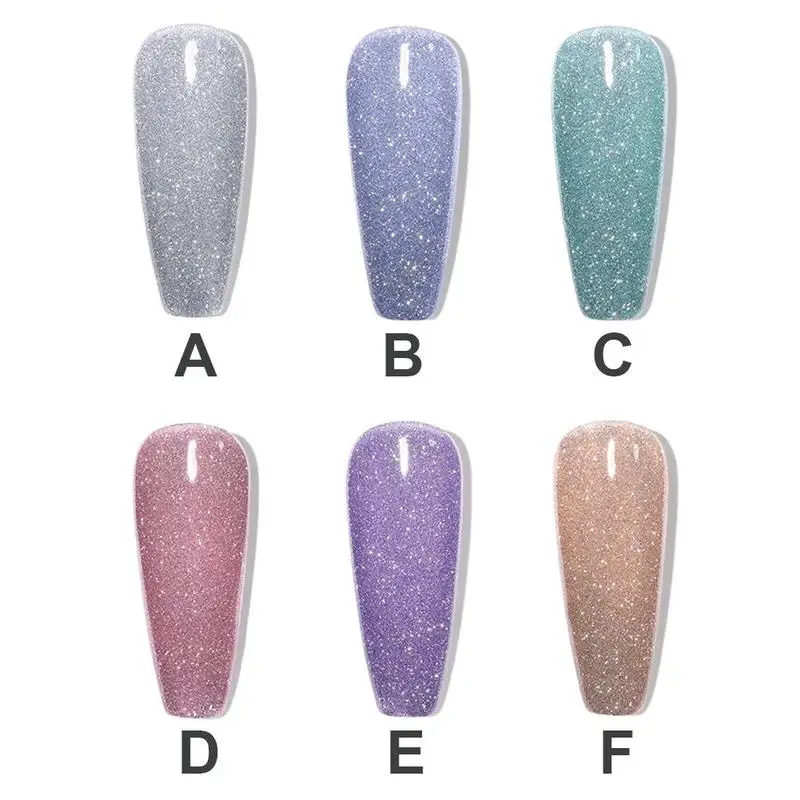

Reflective Nail Glitter Powder Glue 6 Colors Bright Nail Broken Glue Fashion Buddy Nail Polish