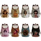 Повседневный льняной рюкзак в стиле преппи, женский рюкзак, популярная Сексуальная черная африканская девушка с рисунком, многоразовая сумка с принтом, сумка для книг