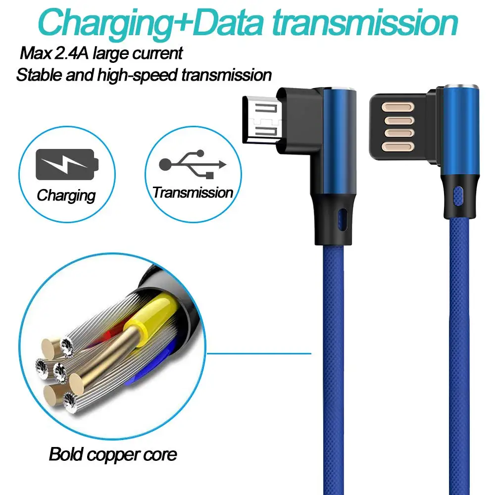 Кабель USB Type-C 2 4 А для iPhone кабель быстрой зарядки с углом 90 градусов Micro передачи
