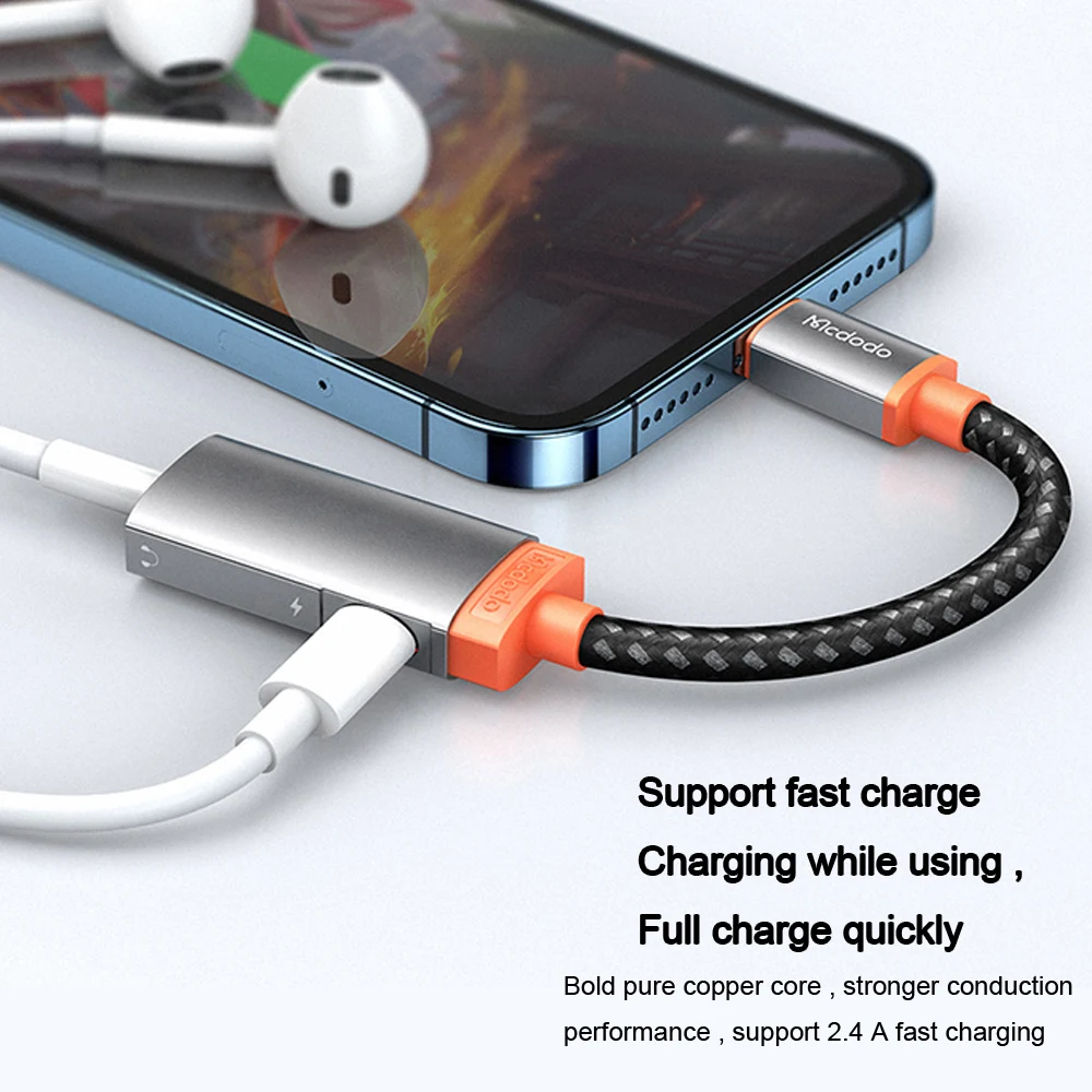 Mcdodo Aux Audio Adapter lightning to 3.5mm Jack Call Aux Cable Earphone Splitter for iPhone 14 13 12 11 Pro Max iPad Converter