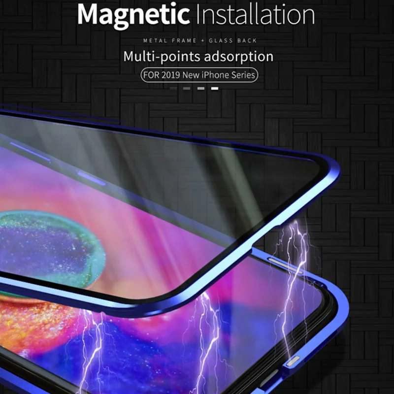 

Magnetic Adsorption Metal Double Glass Case For iPhone 11 Pro Max Cases Fundas For iPhone XR 7 8 Plus XS Max 7plus Cover Bumper