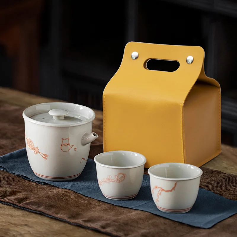 

Quick Cup One Pot Two Cups Japanese Ceramic Complete Set Kung Fu Tea Set Set Portable Travel Tea for Two People