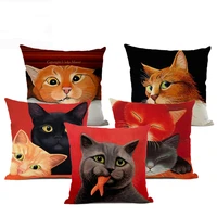 animal cushion with dog and cat pattern sofa decorative pillow high quality 45 cm x 45 cm hemp square pillow
