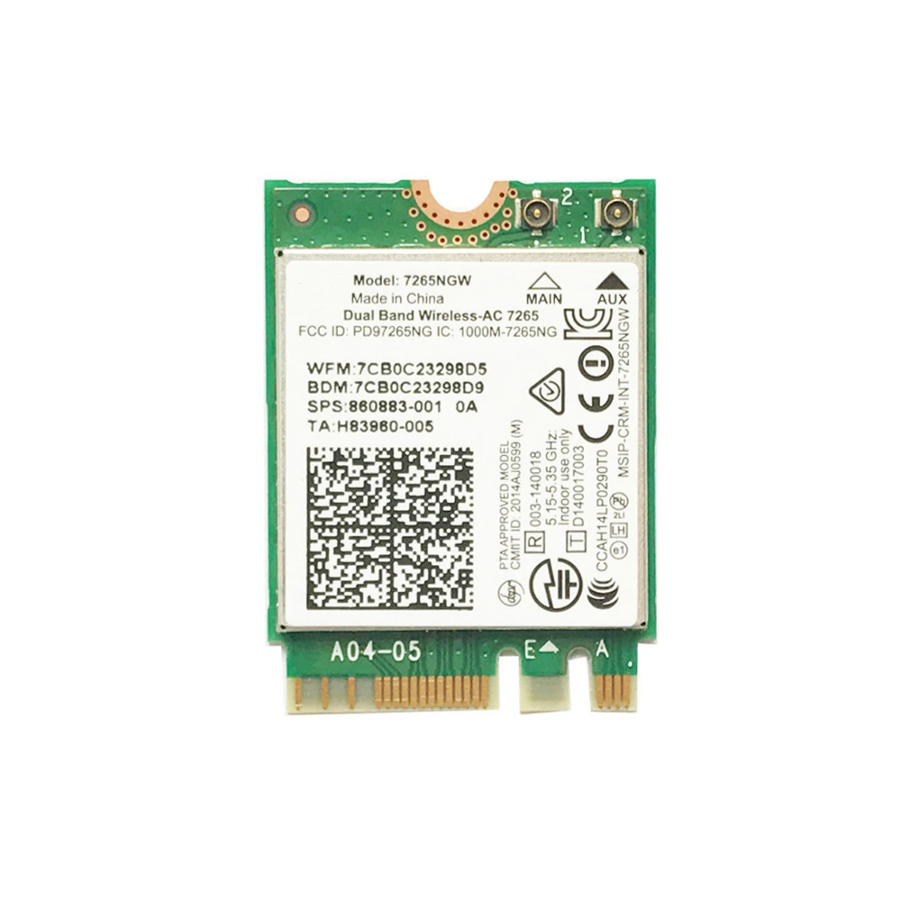 

Двухдиапазонный беспроводной AC 1200M WiFi 7265NGW для Intel 7265 Wi-Fi 802.11ac Bluetooth-совместимая NGFF M.2 Wlan-Карта BT 4,0 сеть