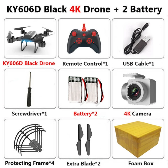 4K Black 2B FB KEELEAD Дрон KY606D 4K 1080P HD wifi камера дроны режим удержания высоты складной Радиоуправляемый квадрокоптер с камерой VS E58 SG106 мини Дрон - Цвет: 4K Black 2B FB