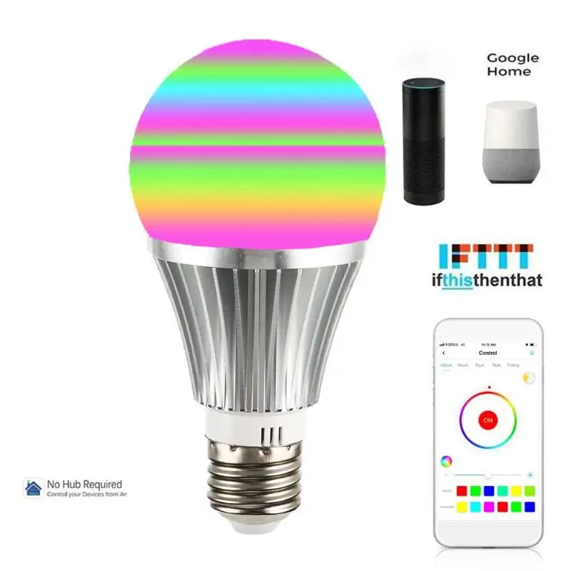 RGB полноцветная умная Энергосберегающая лампа E27 7 Вт светодиодный с регулируемой