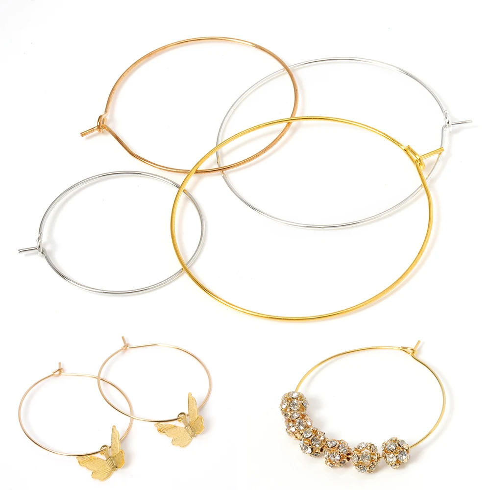 20 шт./лот серьги кольца с большими кругами серебряные золотые для рукоделия