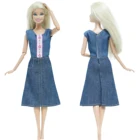 1 комплект модных синих джинсовых платьев BJDBUS, повседневная одежда, простая Стильная Одежда для куклы Барби, Детские аксессуары, домашние игрушки сделай сам