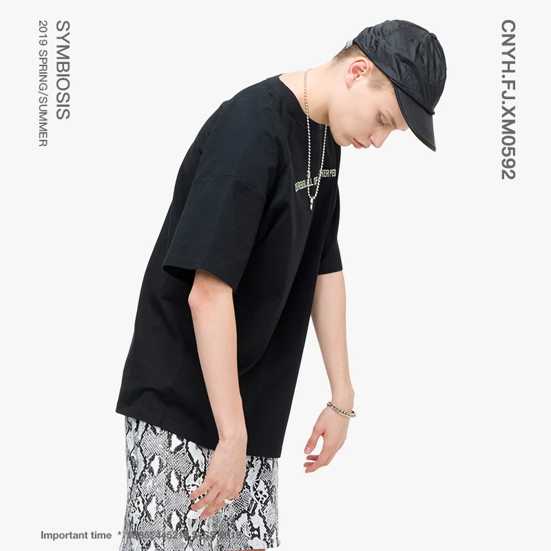 VIISHOW уличная Черная Мужская футболка с принтом брендовая Повседневная надписью