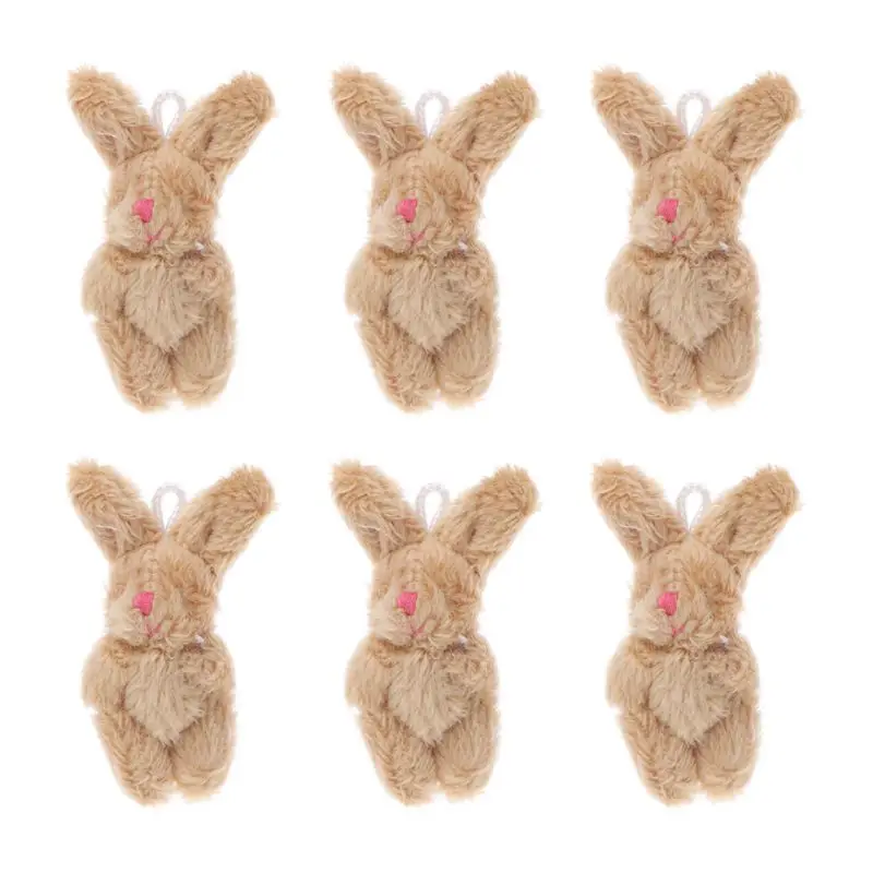 

6 шт 2 "Мини с брошью в виде кролика плюшевыми кроликами для цепочка для ключей, детская игрушка кукла DIY украшения подарки вечерние свадебные...