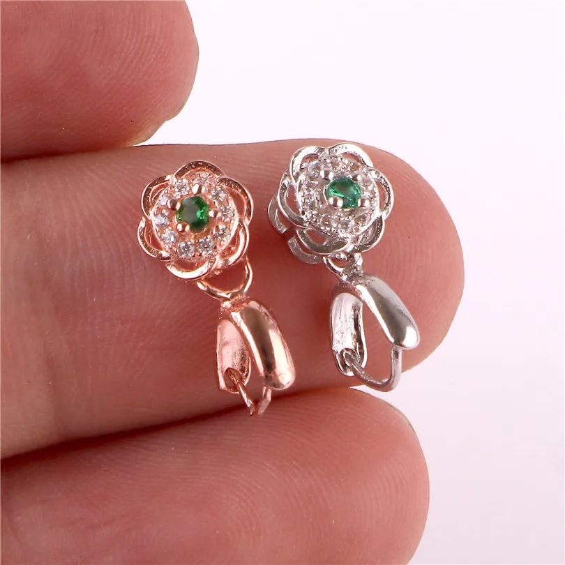 5pcs S925 Silver Flower Pendant Clip Clasp Pinch Bail Connectors Buckle Beads DIY Necklace Craft Jewelry Findings | Украшения и
