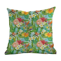 custom fashion home decor pillowcase leafvintage style image of hawaiian flowers crepe gingersblue light green orange